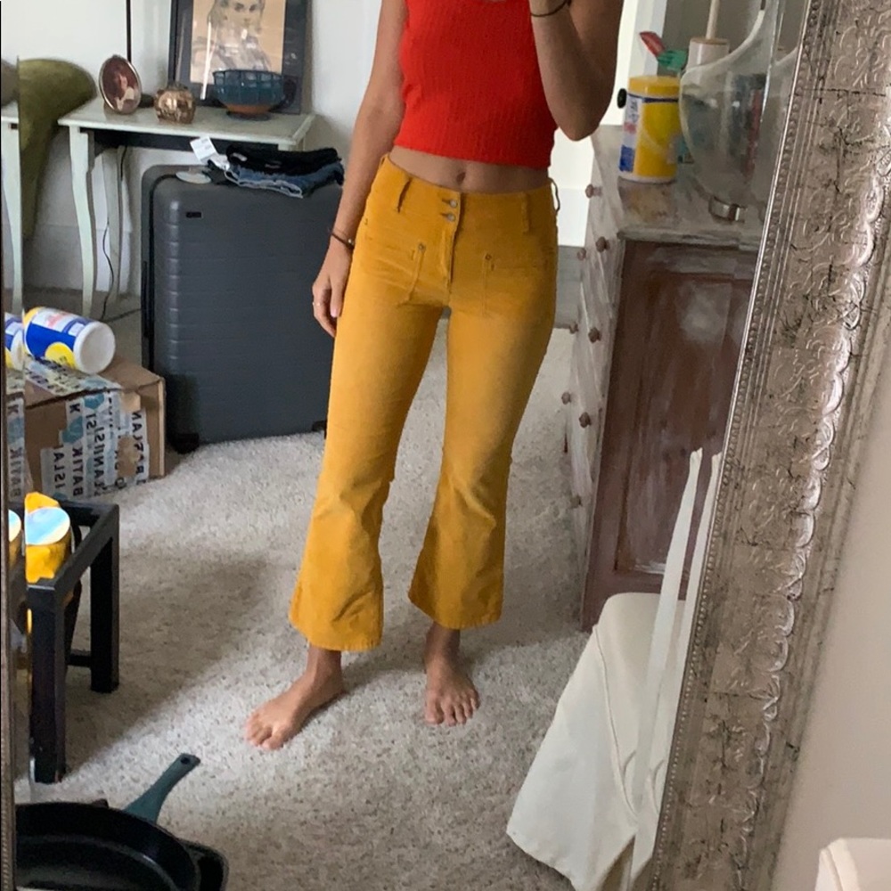 Free people mustard yellow cropped pants
